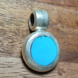 Taxco Sterling Pendant with Bright Turquoise Inlay